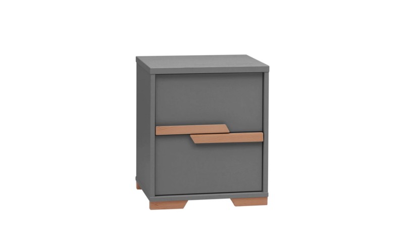 Biała komoda z szufladami i wnęką na drewnianych nogach