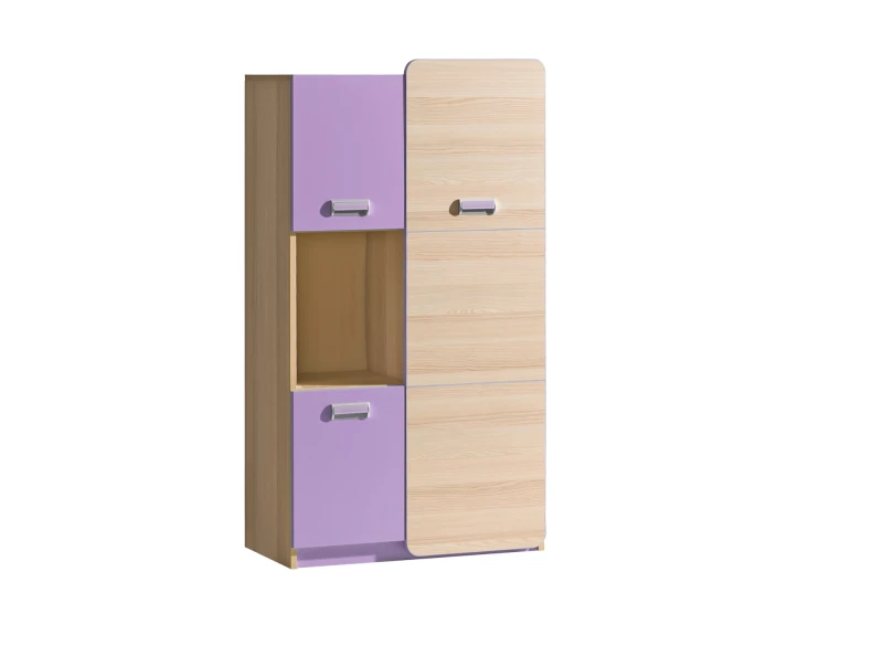 Szafka pokojowa dwudrzwiowa, połączenie dębu sonoma z fioletem.