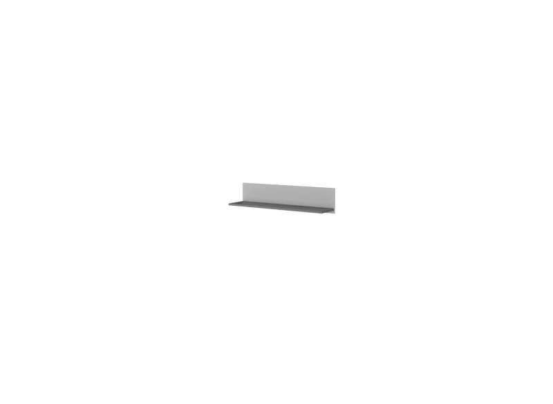 Szara półka ścienna wisząca o minimalistycznym designie.