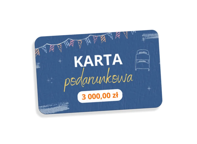 Ciemnozielona karta podarunkowa z rysunkiem łóżka piętrowego i choinki.