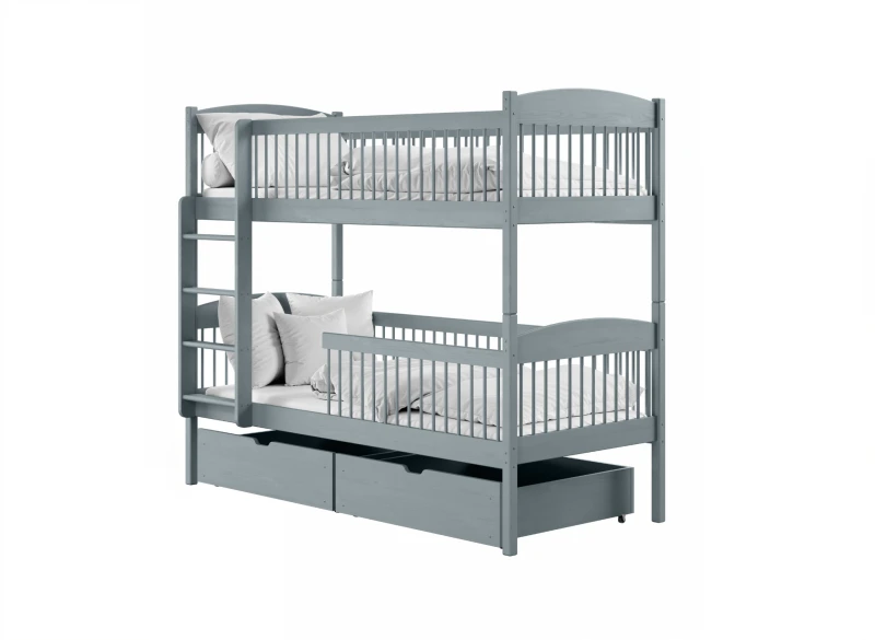 Rysunek wymiarowy potrójnego łóżka piętrowego z szufladą