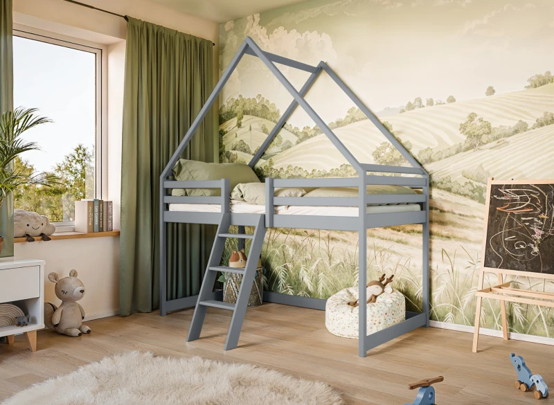 Parametry techniczne łóżka piętrowego: wysokość barierek i szerokość szczebli.