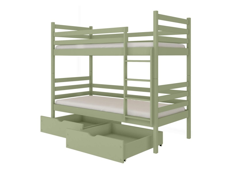 Wymiary łóżka piętrowego dla dzieci: całkowita wysokość 160,5 cm i prześwit 73 cm.