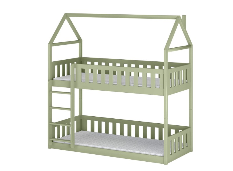 Projekt techniczny łóżka piętrowego dla dzieci ze zjeżdżalnią i drabinką.