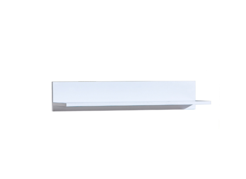 Prosta biała półka wisząca, minimalistyczny design na ścianę.