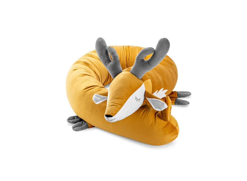 Szary ochraniacz do łóżeczka hipopotam, miękka poduszka wałek dla dzieci.