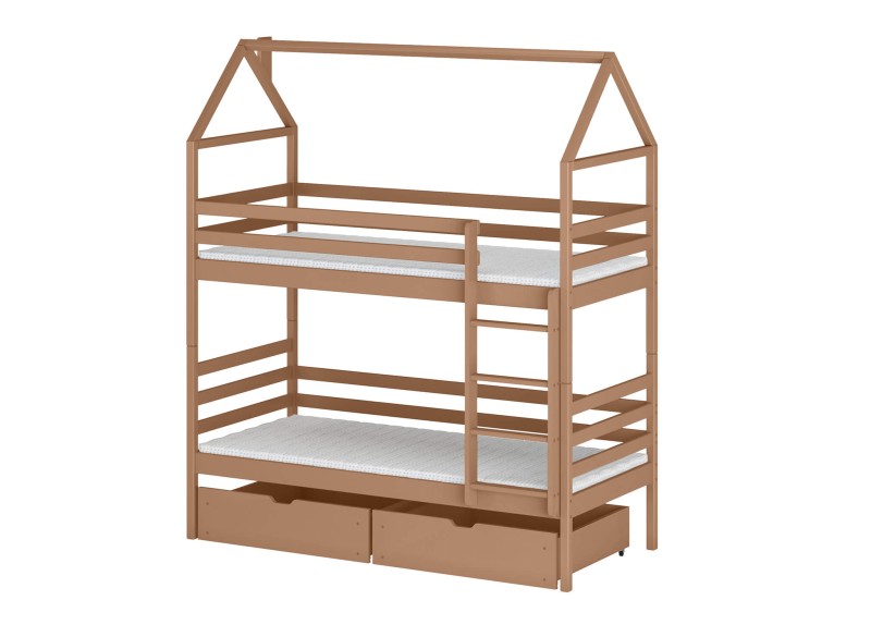 Przekrój techniczny łóżka dla dziecka z naniesionymi wymiarami w centymetrach.