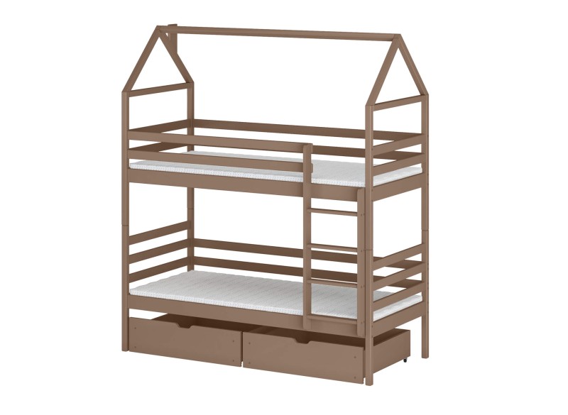 Instrukcja wymiarowa łóżka piętrowego domek - rzut 3D.