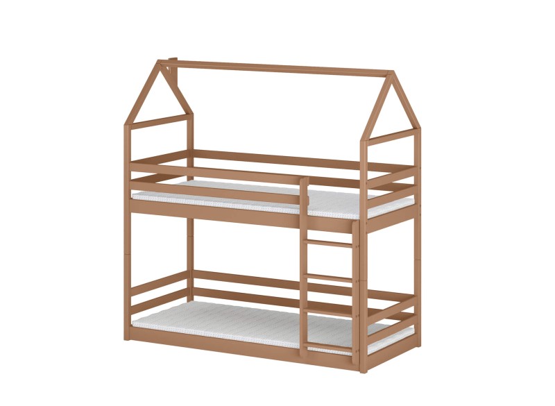 Łóżko domek z szufladami - rysunek techniczny z opisem wymiarów.