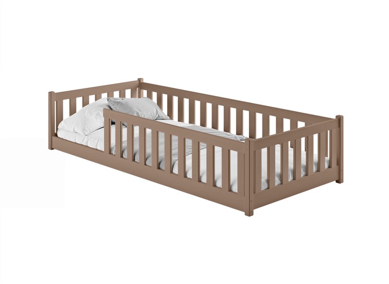 Schemat techniczny łóżka piętrowego domek z wymiarami poszczególnych elementów konstrukcyjnych.