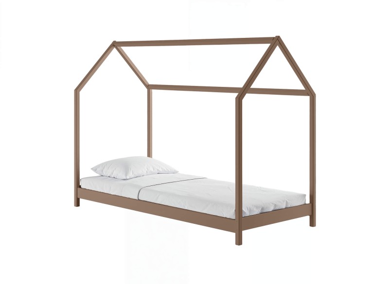 Schemat techniczny niskiego łóżka piętrowego z drabinką i dokładnymi wymiarami w centymetrach.