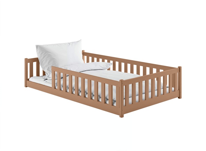 Konstrukcja drewnianego łóżka domek - rysunek z wymiarami.