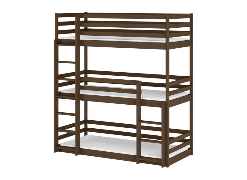 Łóżko piętrowe z drabiną - rysunek techniczny z naniesionymi wymiarami mebla.