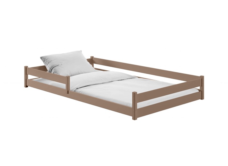 Szczegółowy szkic konstrukcyjny łóżka piętrowego z wysuwanym stelażem.