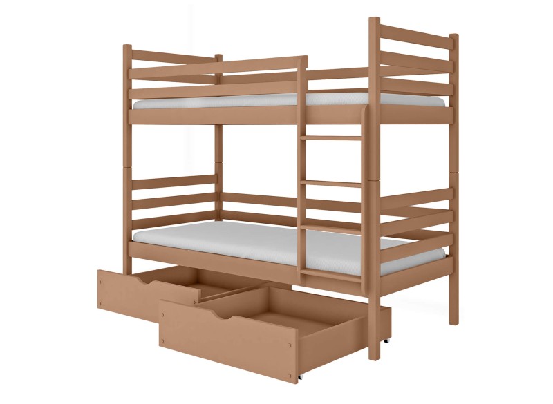 Jasnobrązowe drewniane łóżko domek dla dzieci w stylu skandynawskim