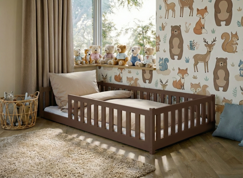 Schemat wymiarów łóżka domku dla dzieci, 208x96 cm.