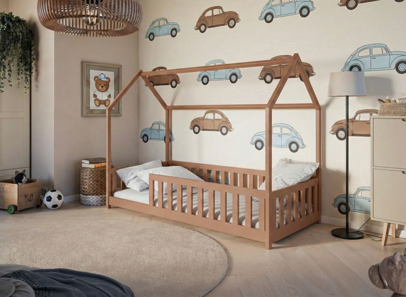 Parametry techniczne łóżka piętrowego: wysokość całkowita 160,5 cm i prześwity.