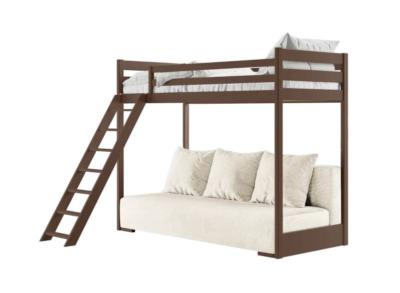 Dokładne wymiary ramy łóżka z wysuwaną częścią i dwiema szufladami.