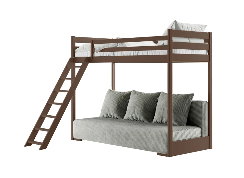 Schemat wymiarów łóżka piętrowego: 208 cm długości oraz 169,5 cm całkowitej wysokości.