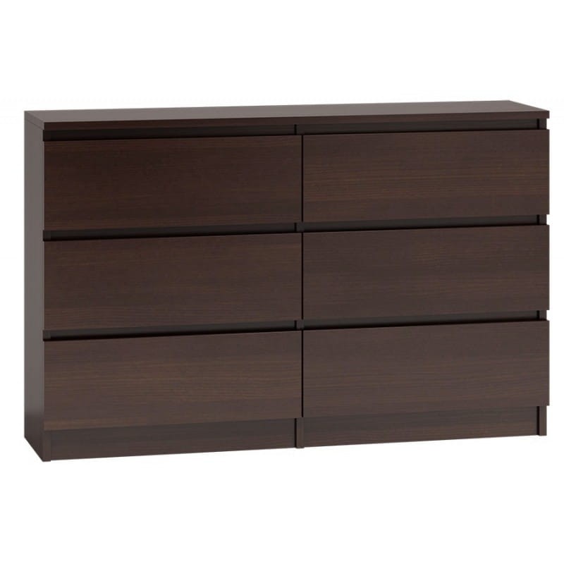Ciemnobrązowa komoda wenge z 6 szufladami do sypialni