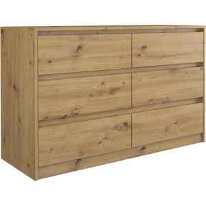 Szeroka komoda dąb artisan z 6 szufladami