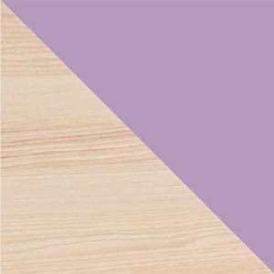 Opcja kolorystyczna mebli do pokoju dziecka: jasne drewno i lawendowy fiolet.