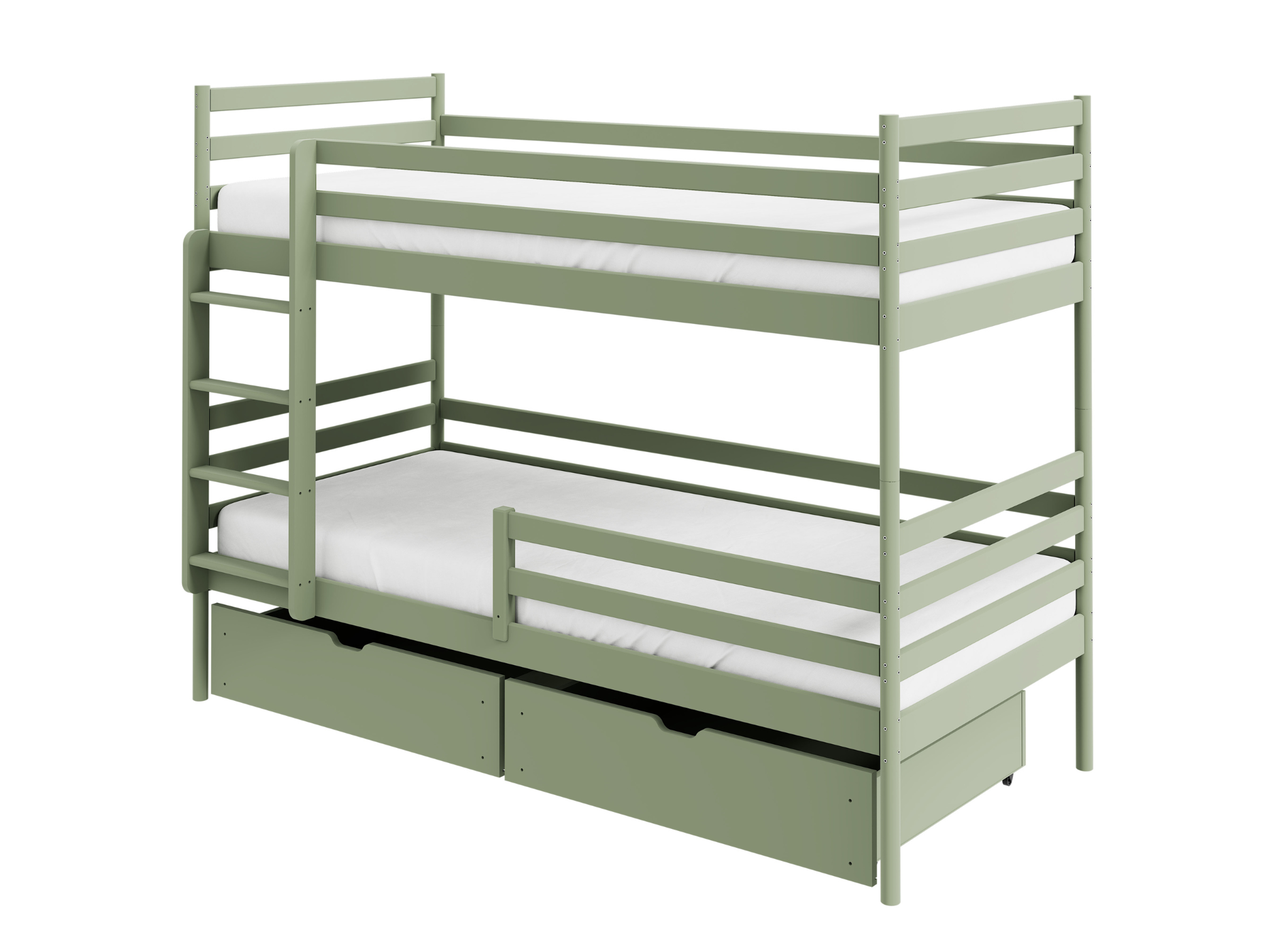 Våningssäng GUSTO 90x200 olivgrön i ett barnrum