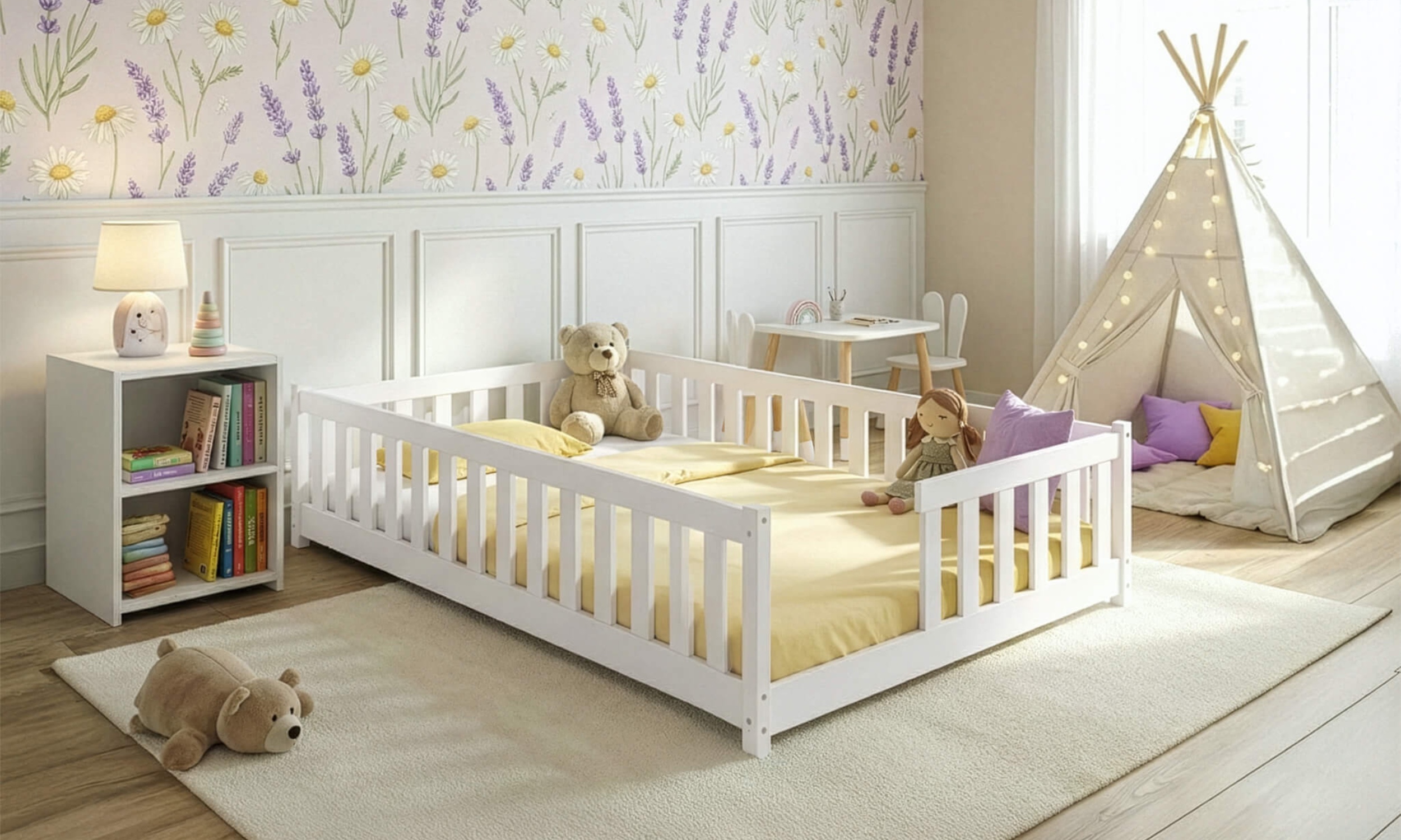 IVY 120x200 vit enkelsäng för barn Montessori Lano Meble