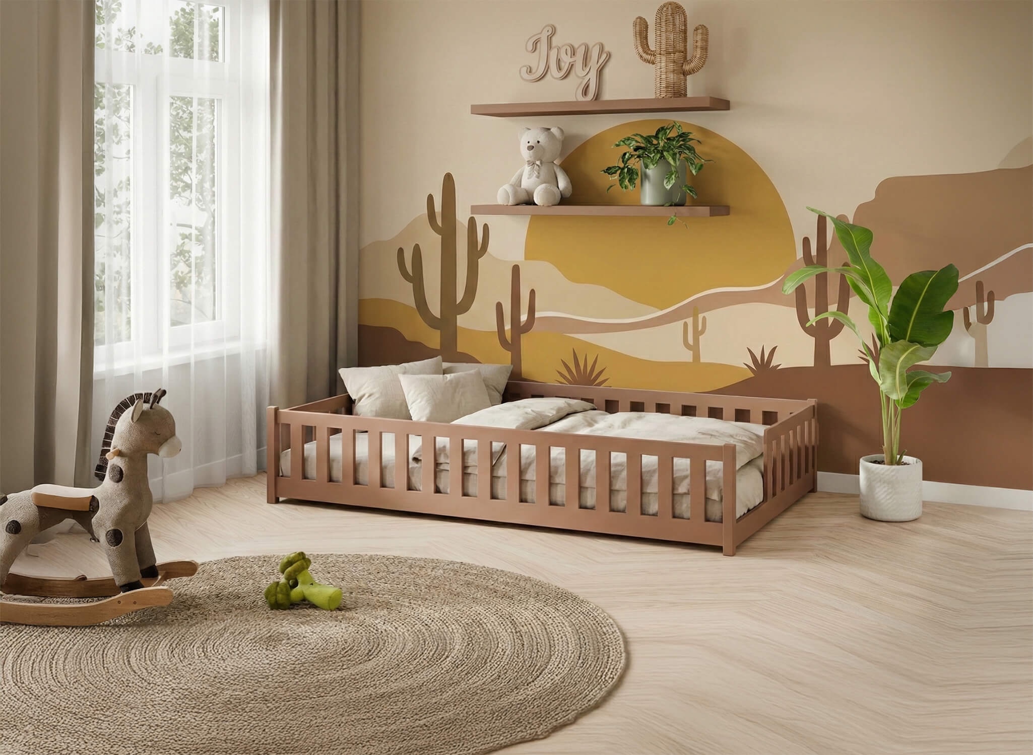 Duże łóżko domek ZOYA 90X180 w sypialni dziecka